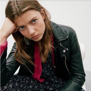 Madewell NWT Washed Leather Motorcycle Jacket size xxs